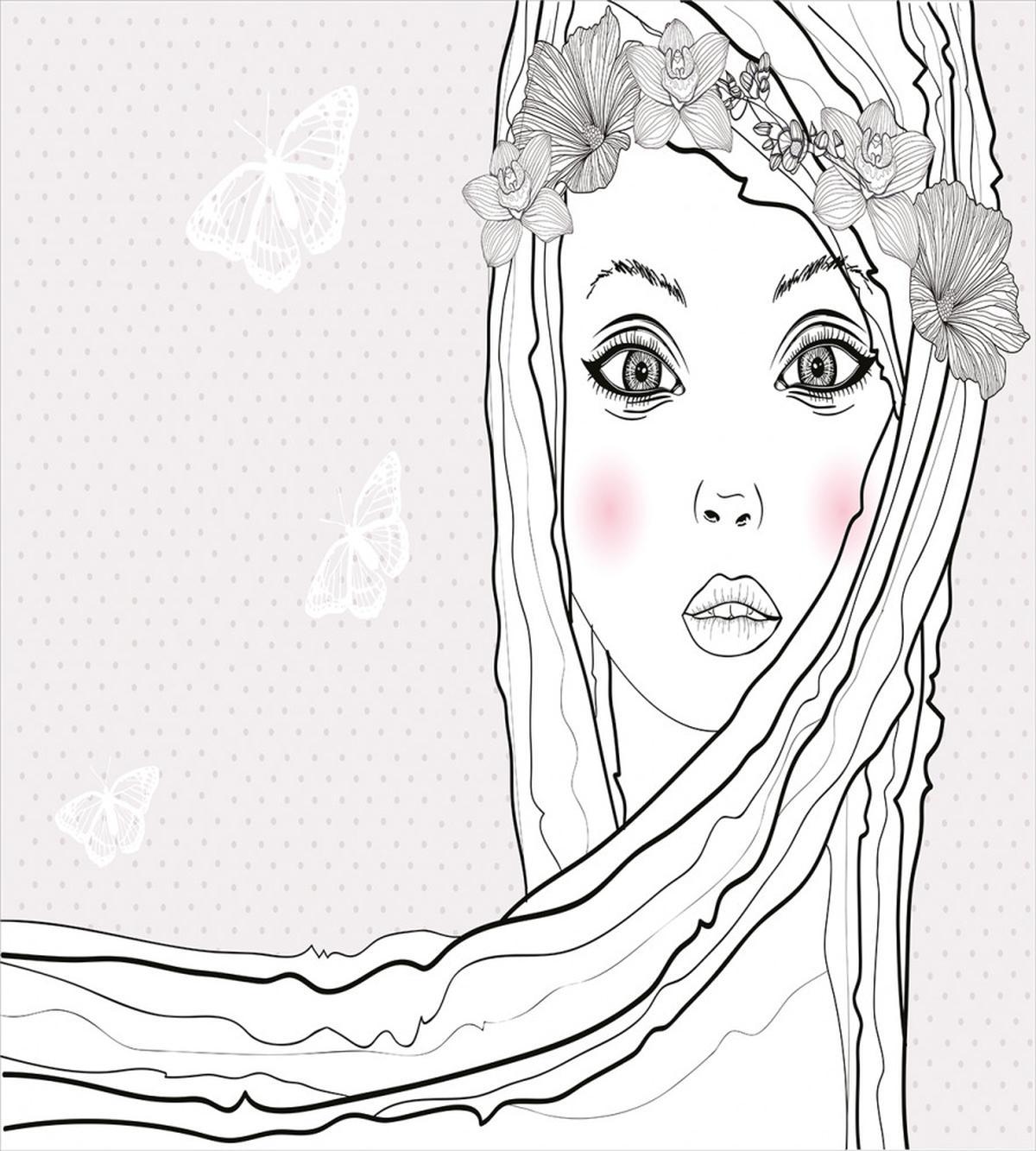 Girl with Floral Hair — Pattern