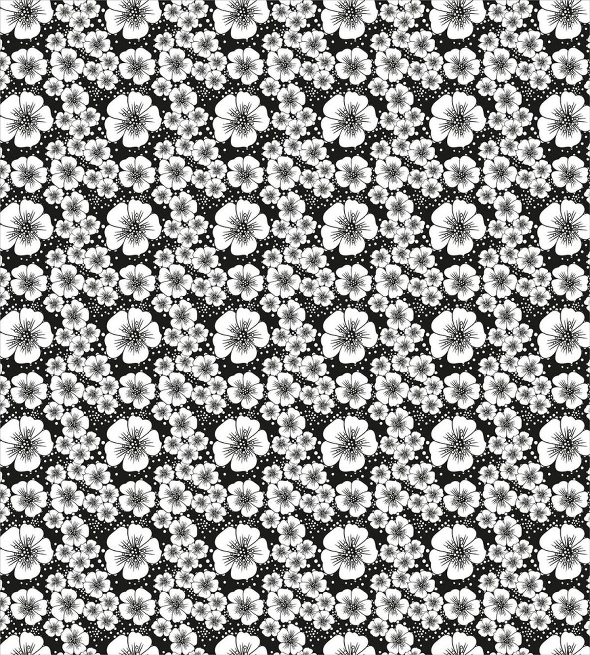 Monochrome Apple Blossoms — Pattern
