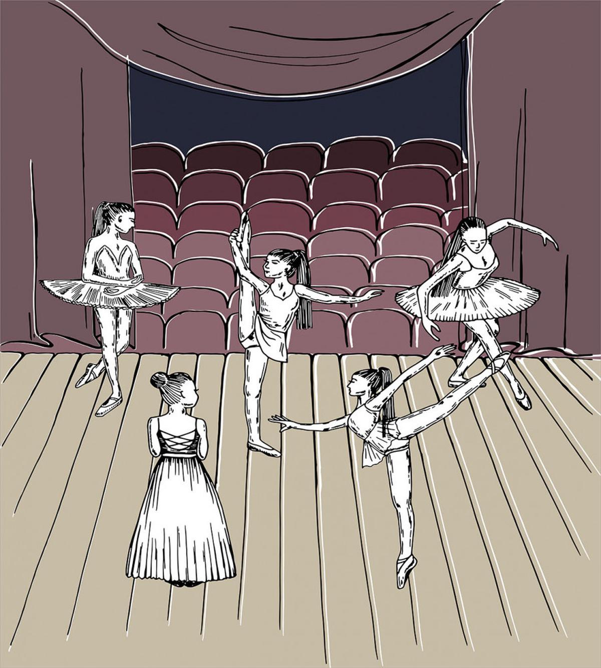 Ballerinas Stage Sketch — Pattern