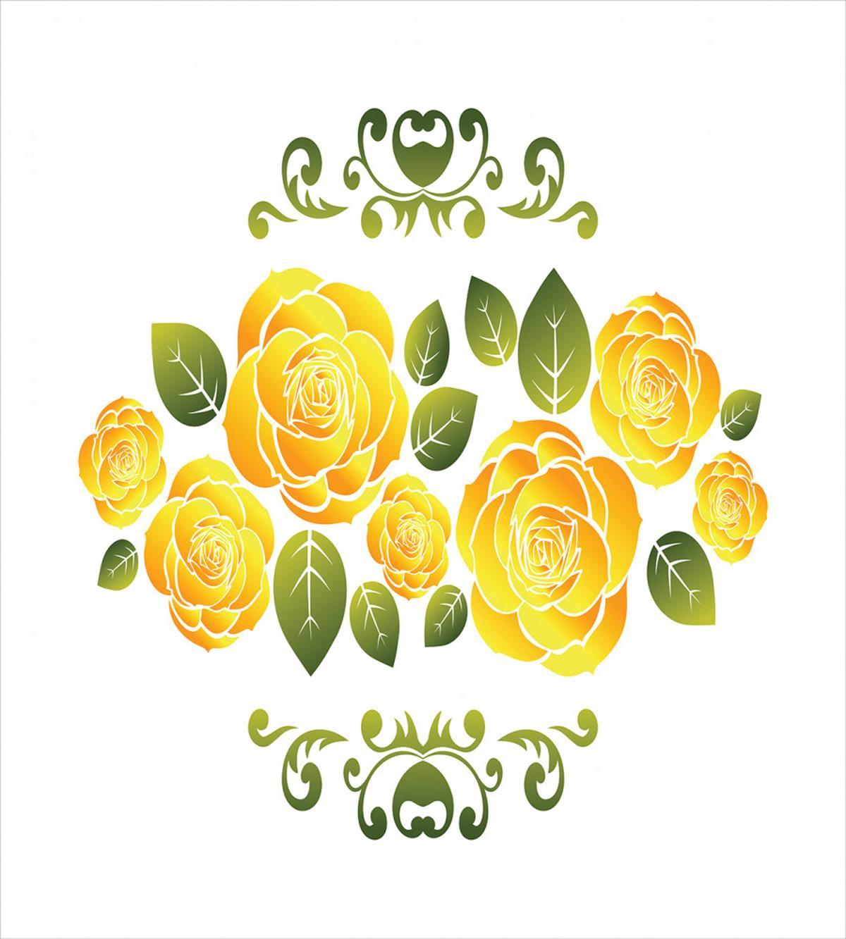 Roses with Swirl Frame — Pattern