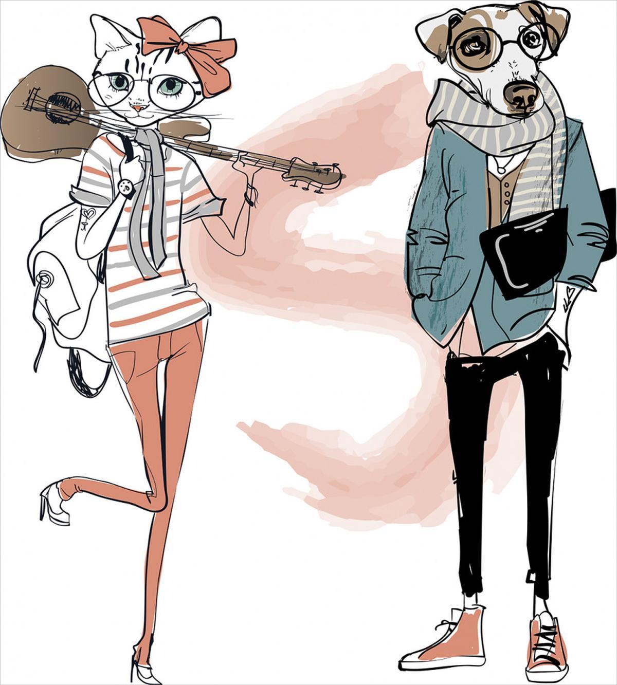 Urban Cat Dog Characters — Pattern