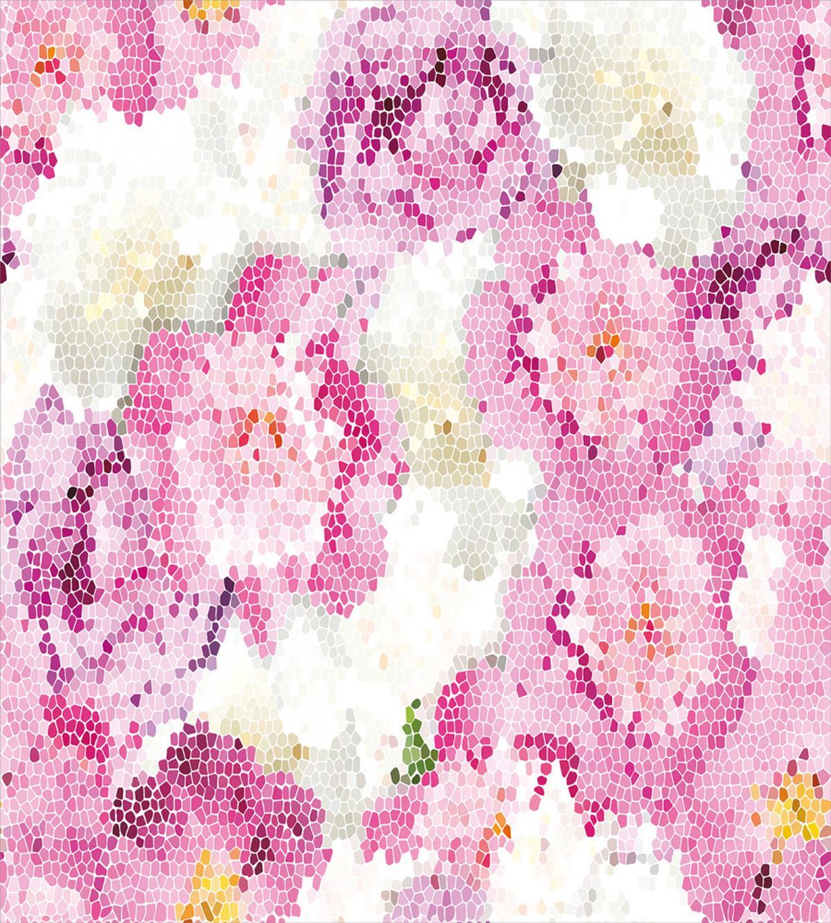 Mosaic Peony Flowers Art — Pattern