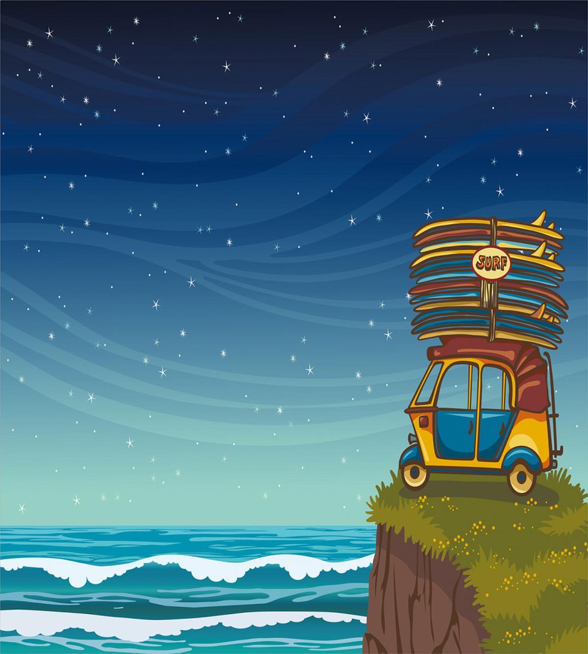 Cartoon Car Surfboards — Pattern