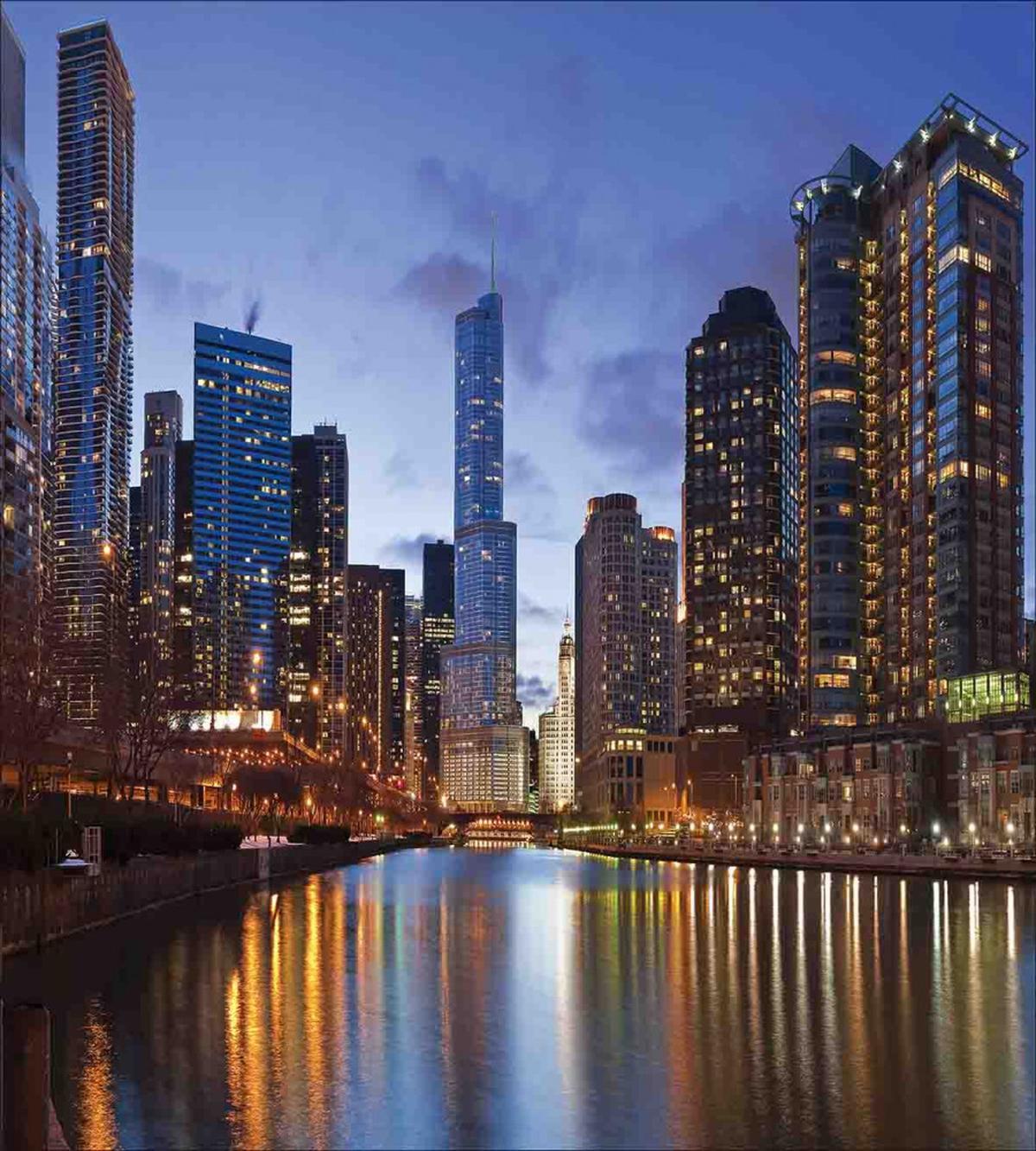 Chicago Riverside at Night — Pattern