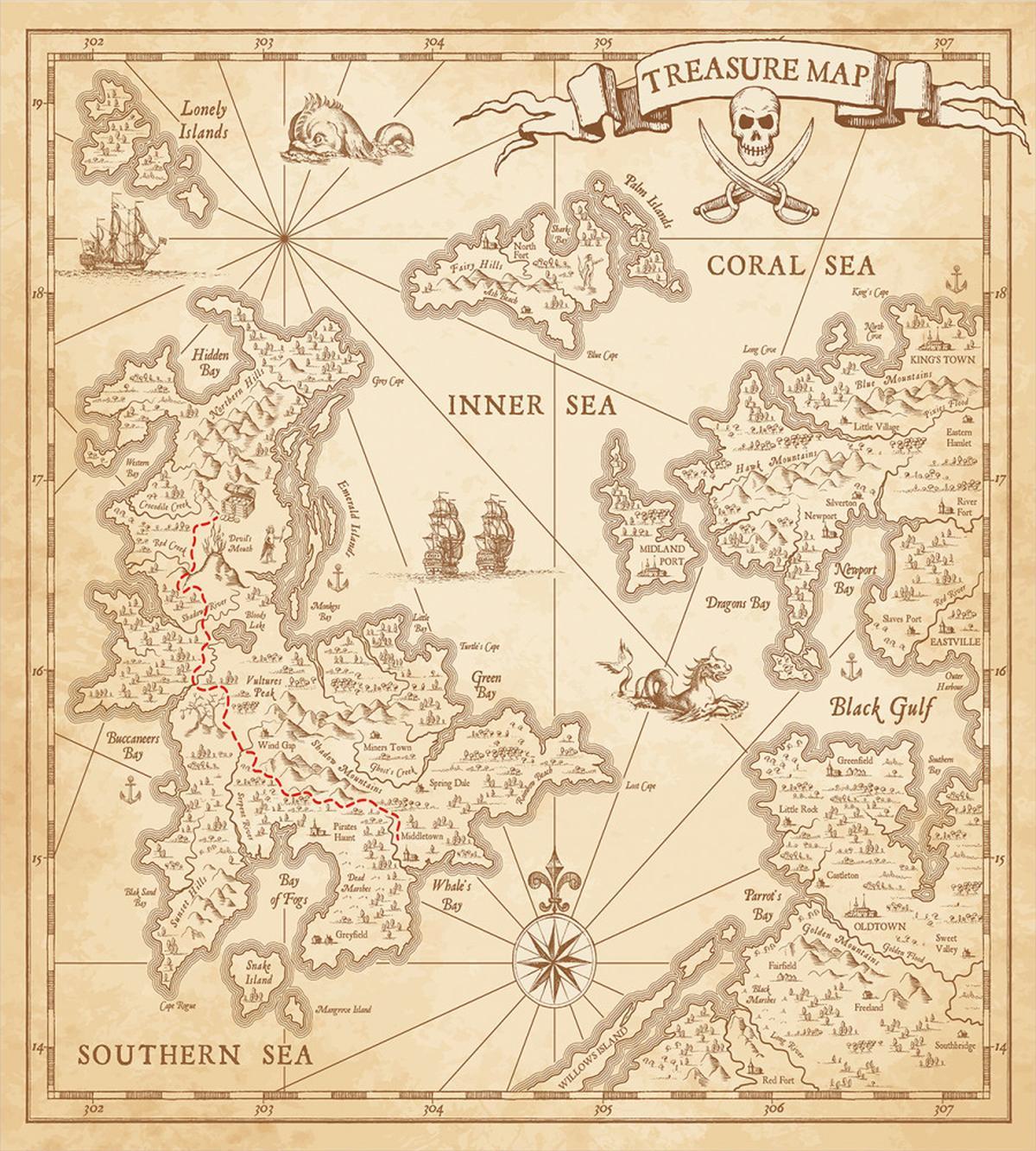 Grunge Treasure Map — Pattern