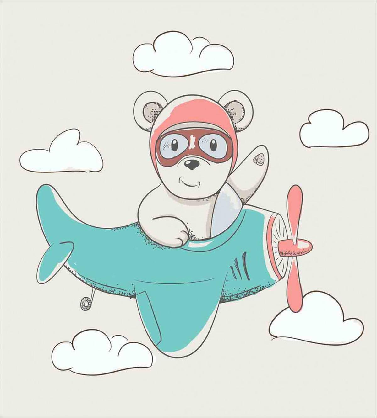 Teddy Bear on Biplane — Pattern