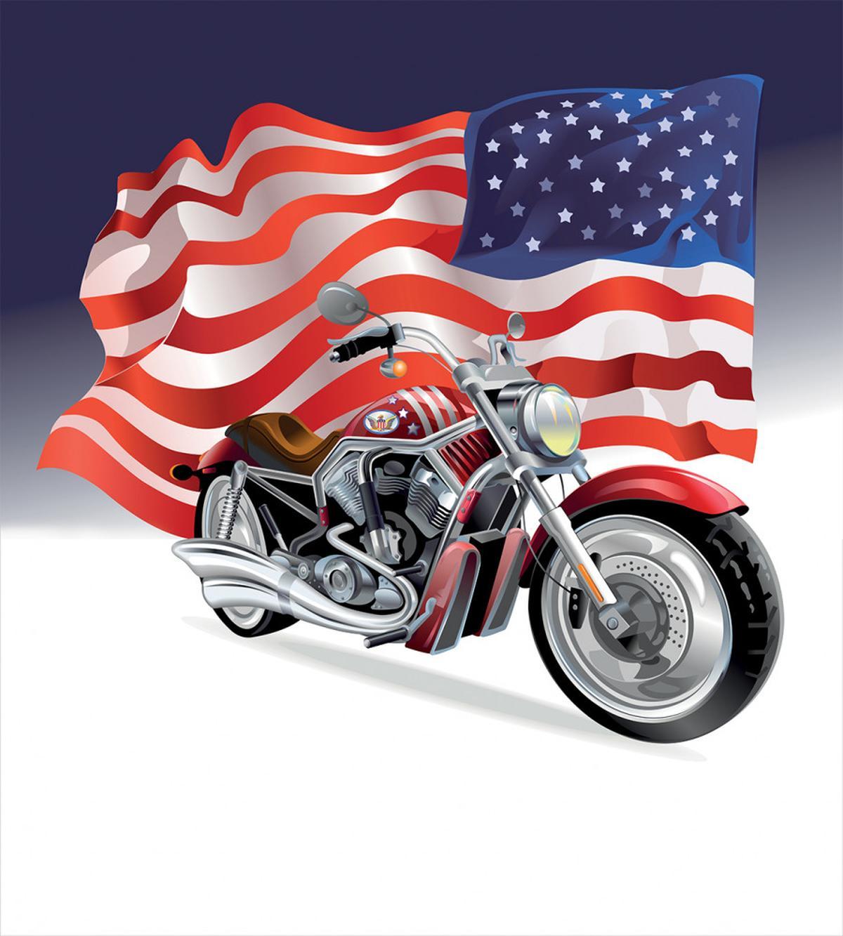 Motorbike and US Flag — Pattern