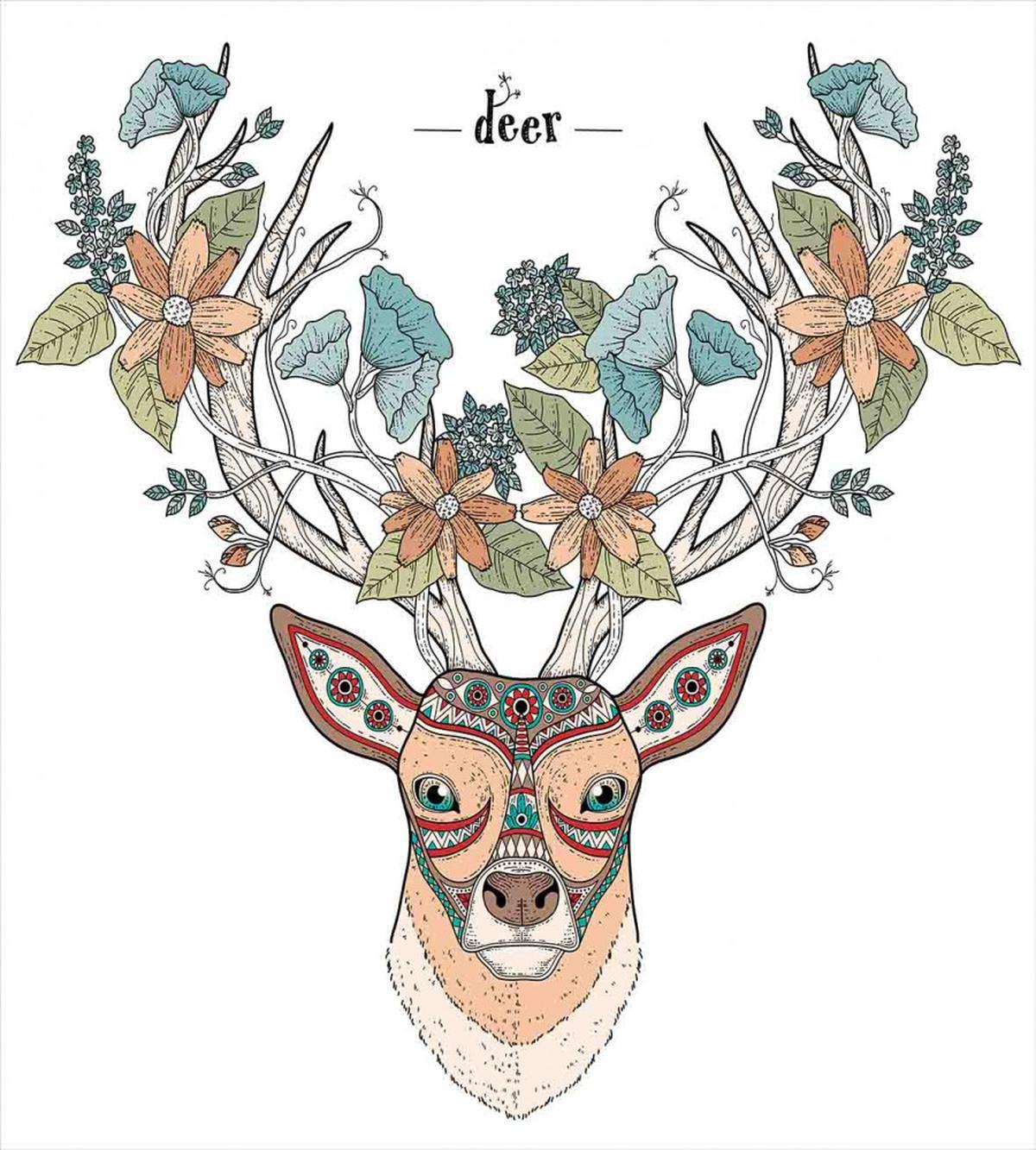 Deer Head Floral Ethnic — Pattern