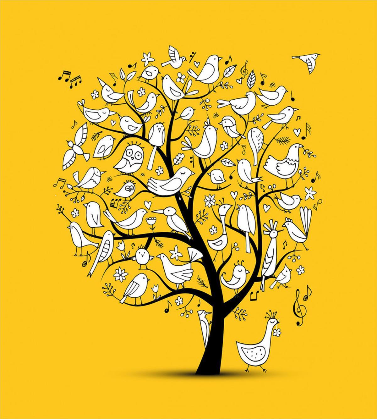 Doodle Birds Branches — Pattern