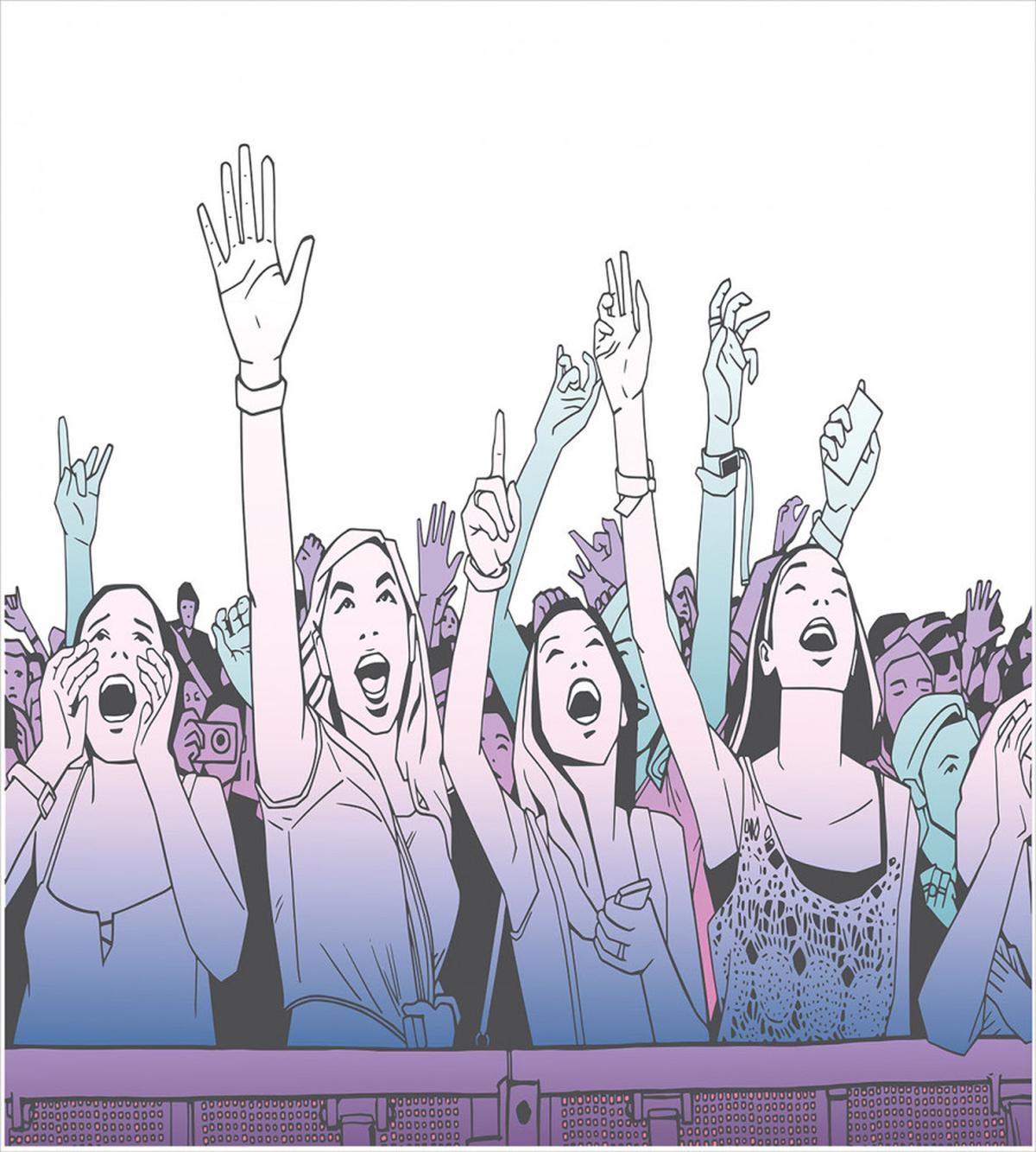 Girl in Front Row Cheering — Pattern