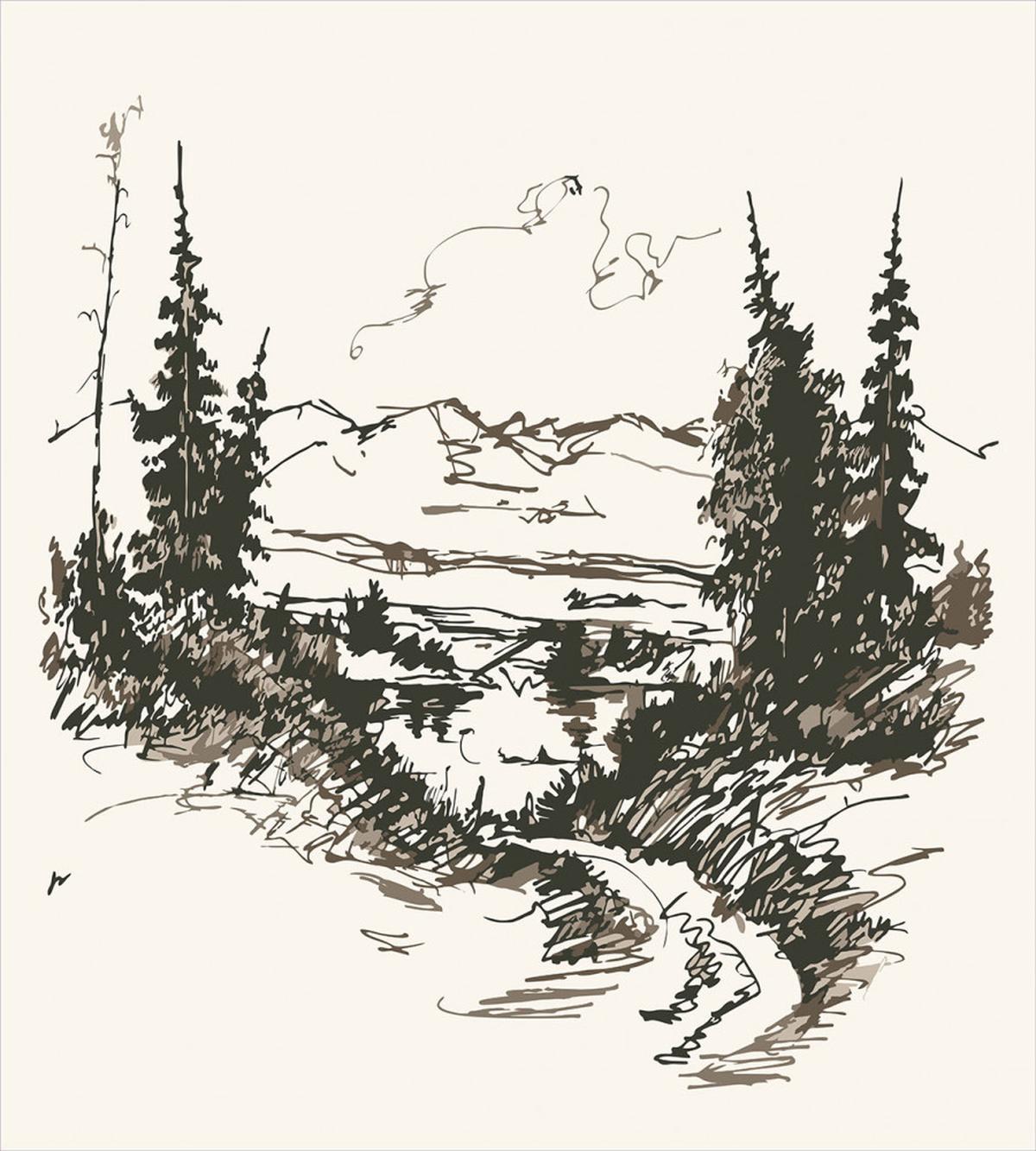 Forest Landscape Sketch — Pattern