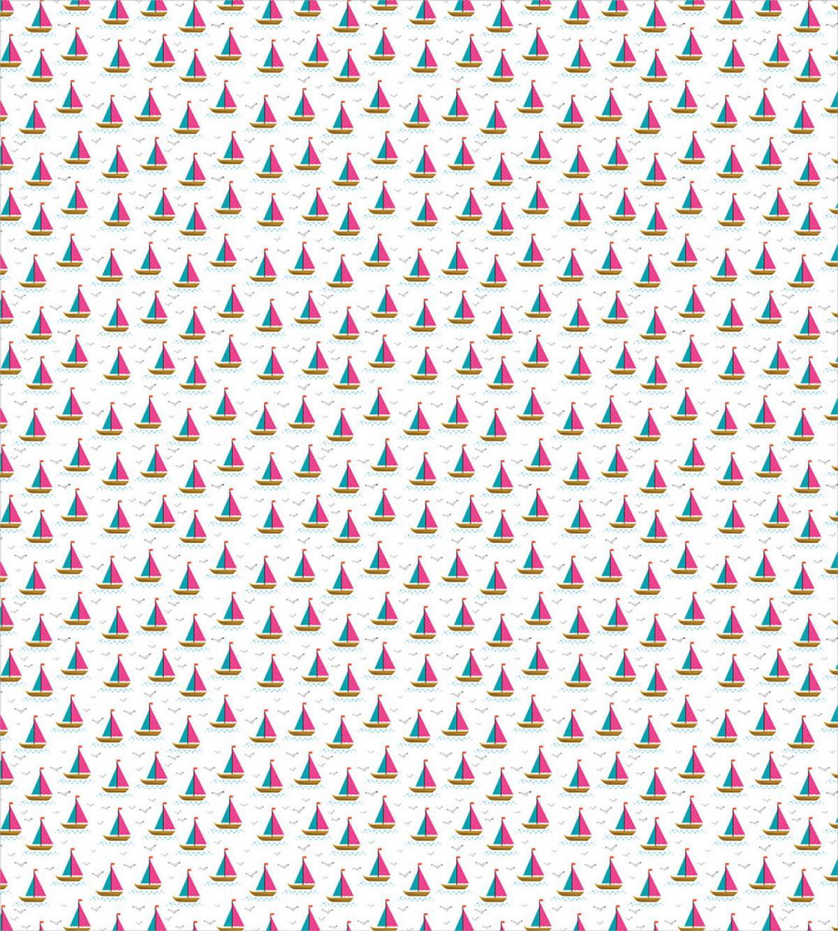 Colorful Boats Seagulls — Pattern
