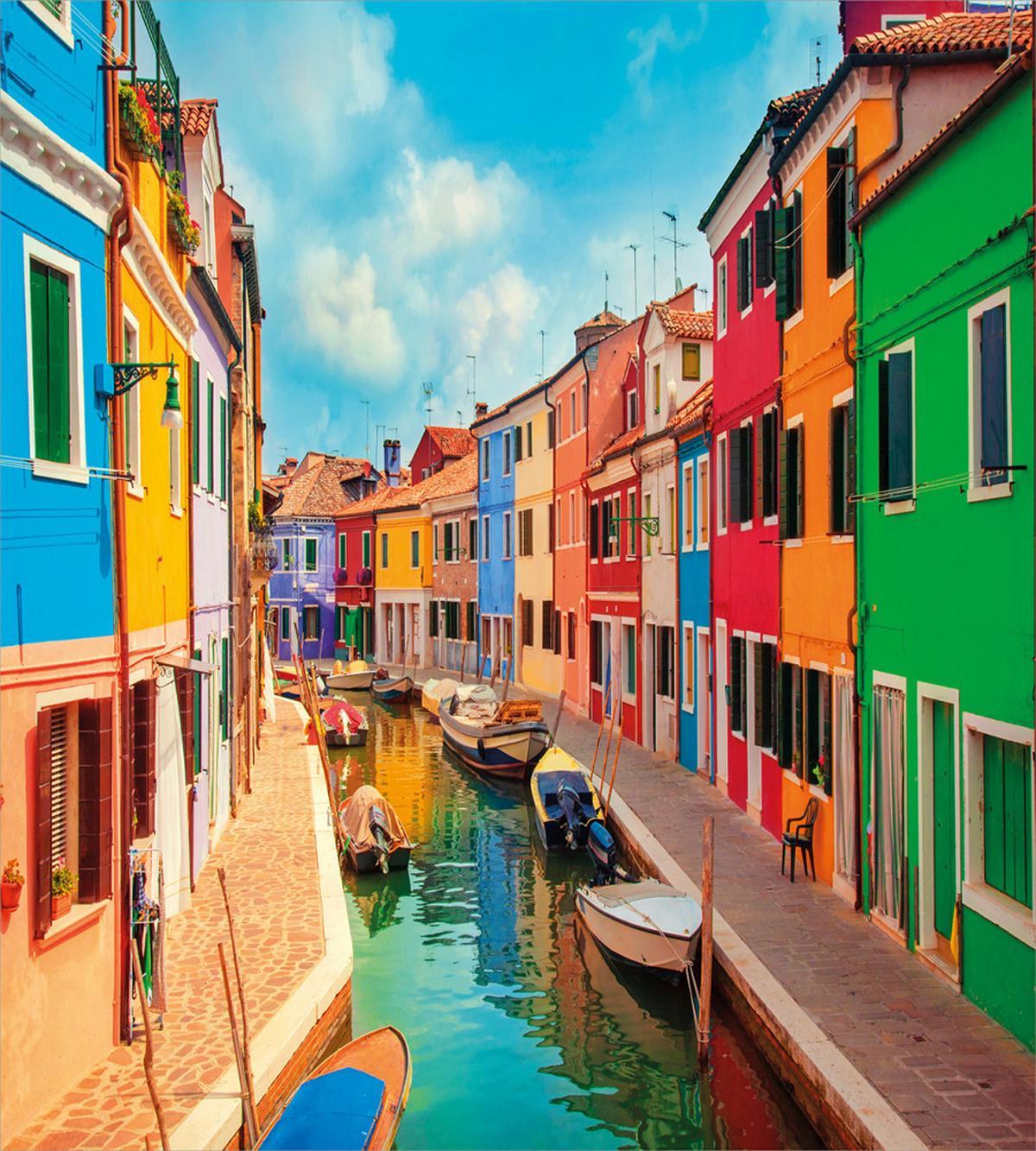 Colorful Buildings Boats — Pattern