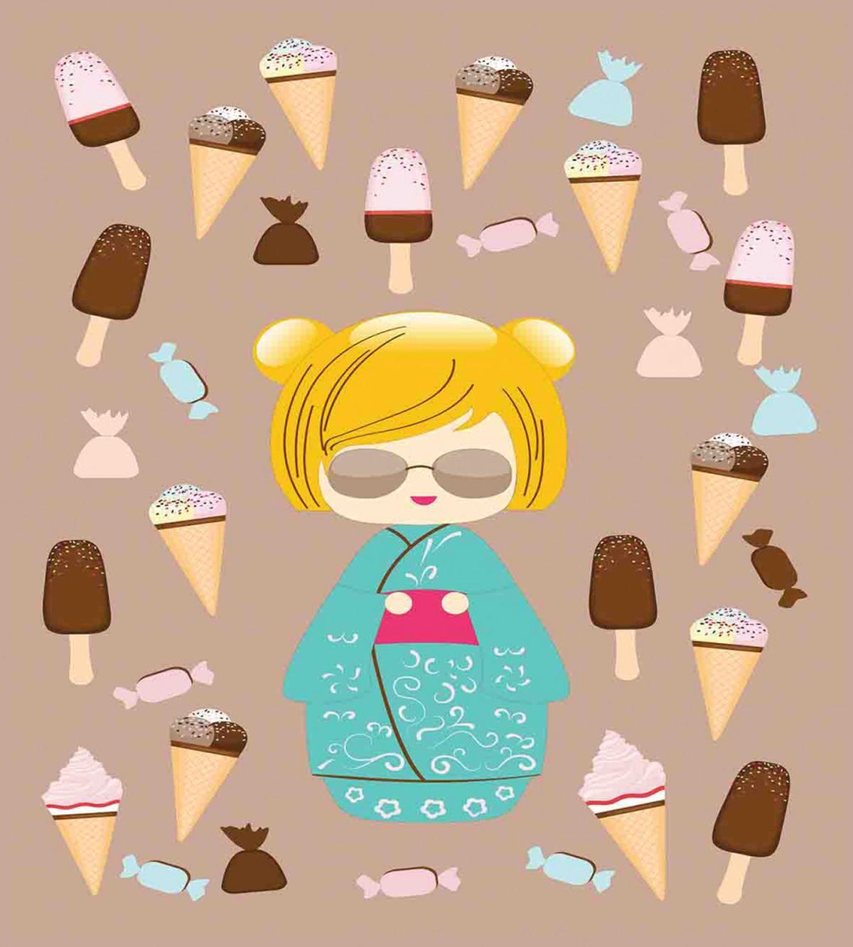Kokeshi Doll Ice Cream — Pattern