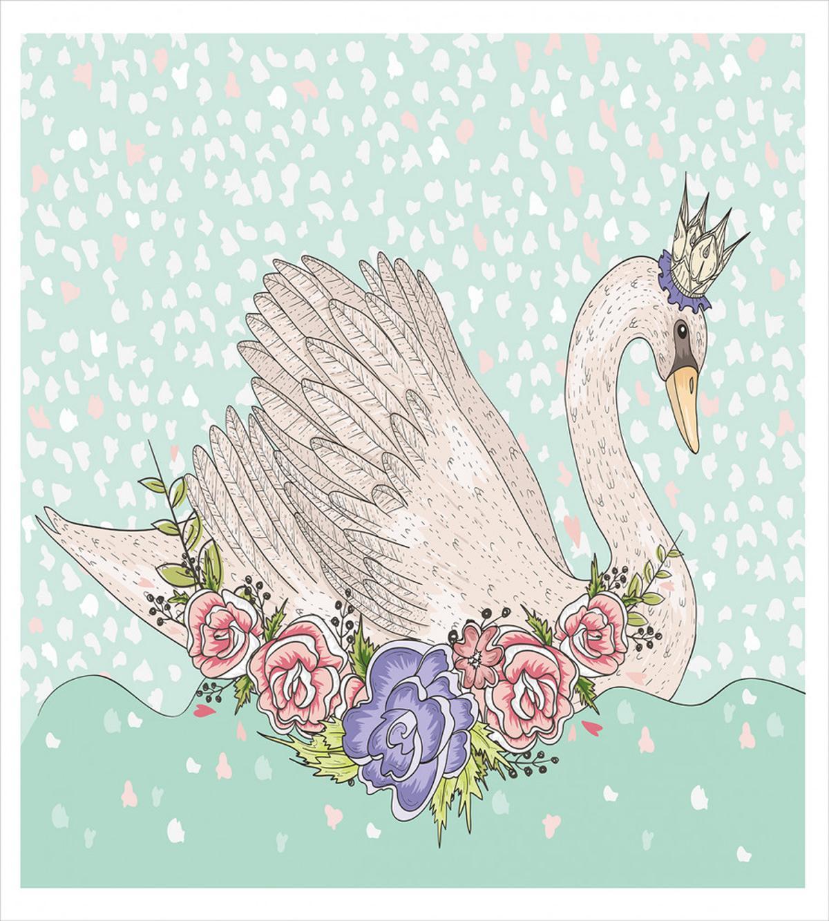 Cartoon Swan on Water — Pattern