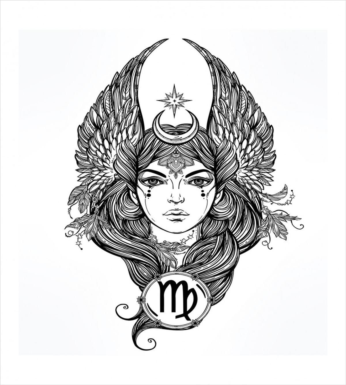 Monochrome Woman Wings — Pattern