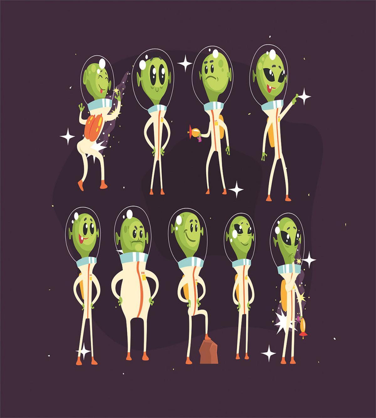 Little Green Ufo in Suits — Pattern