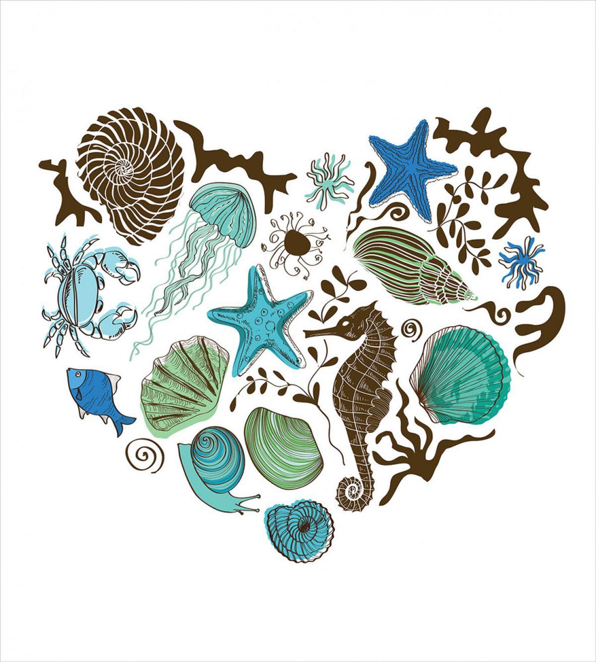 Heart with Aquatic Animals — Pattern