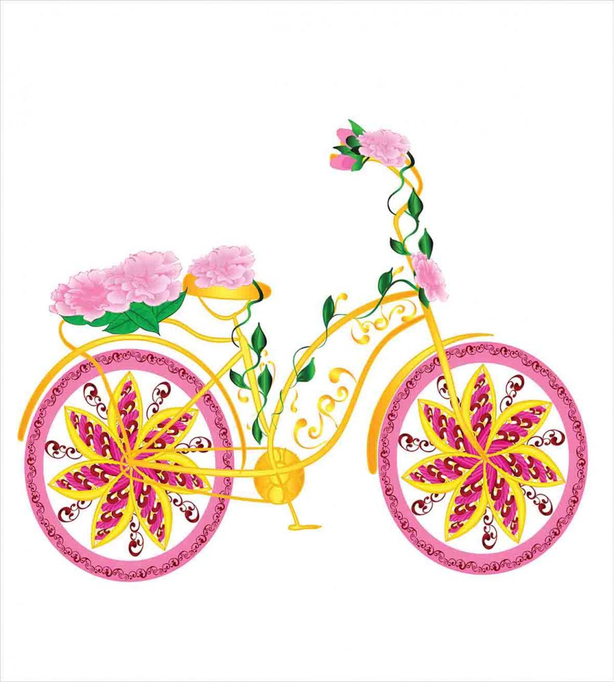 Pink Bike Floral Ornament — Pattern