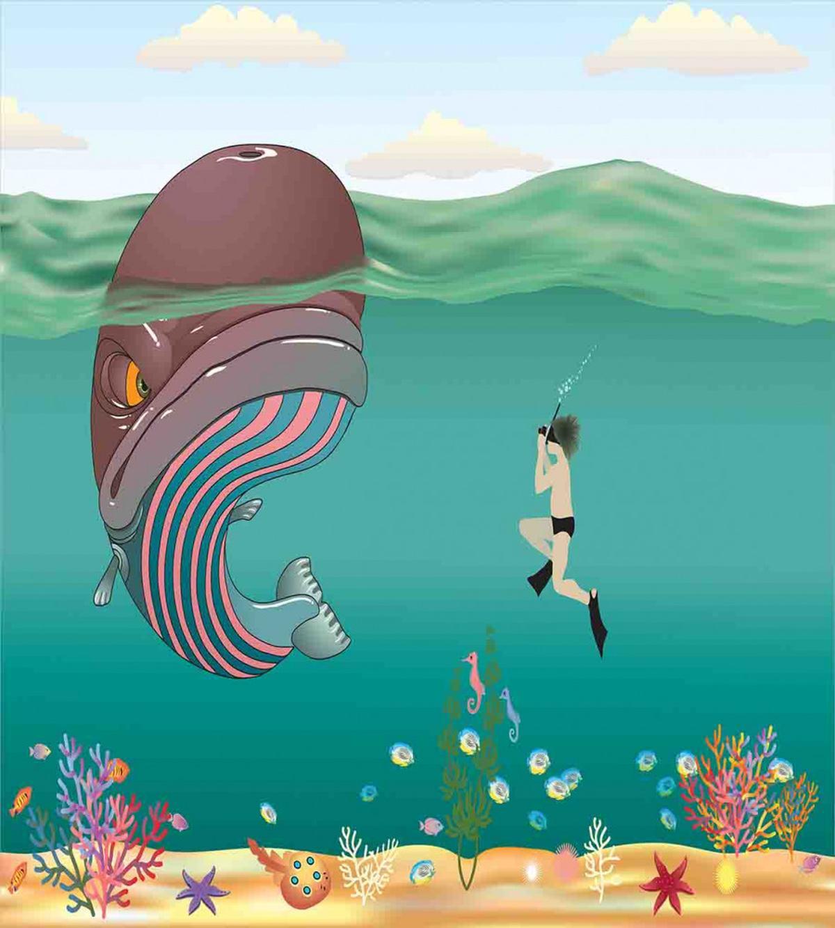 Shells Whale with Scuba — Pattern