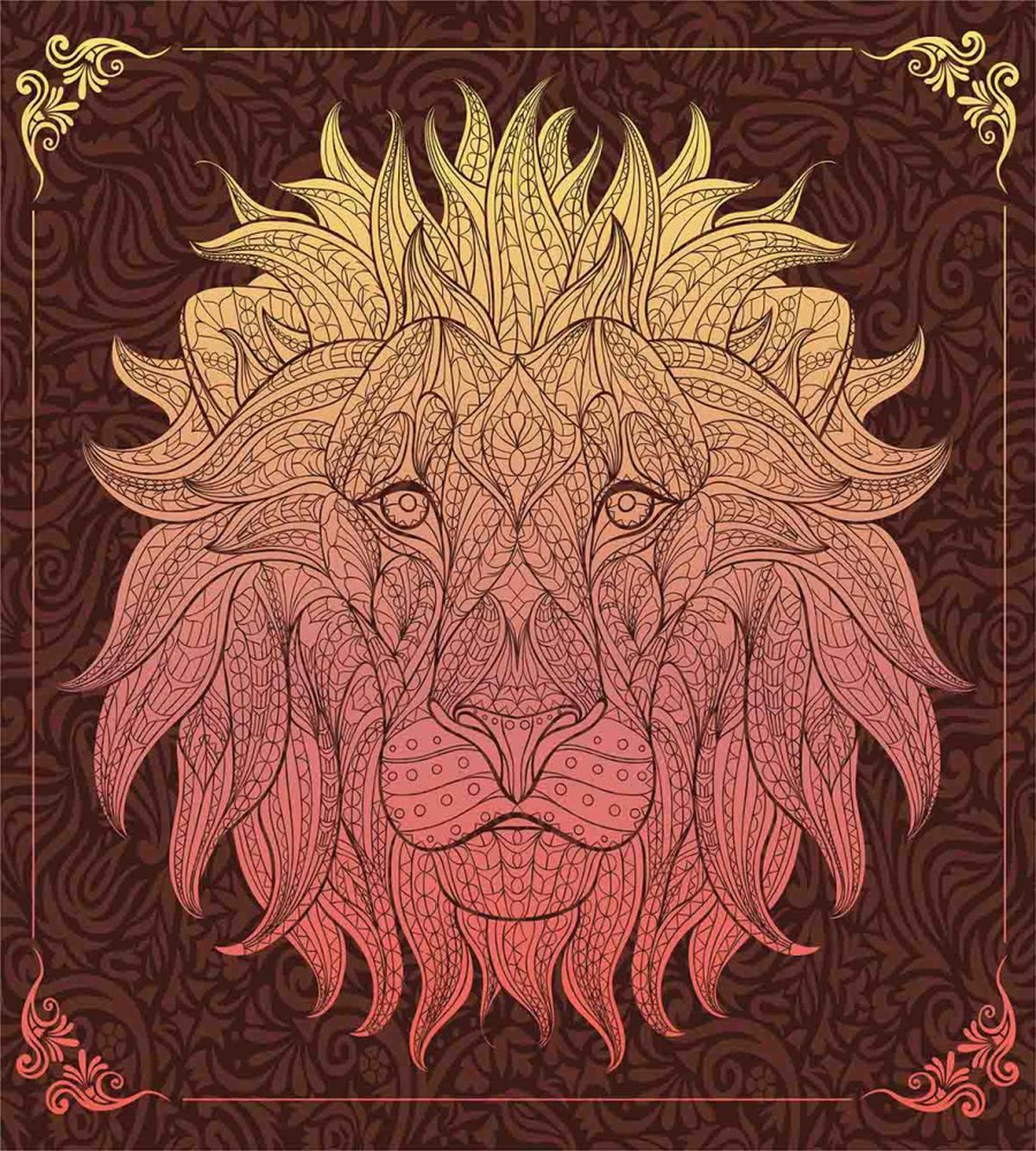 Lion Floral Ornate Art — Pattern