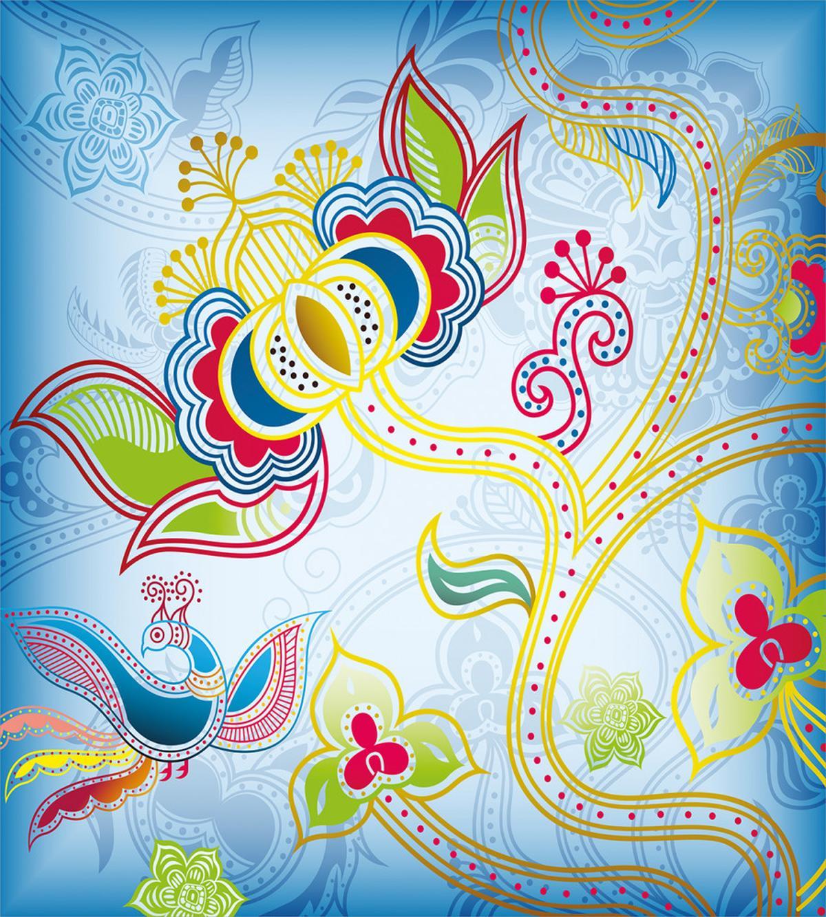 Colorful Floral Art Motif — Pattern
