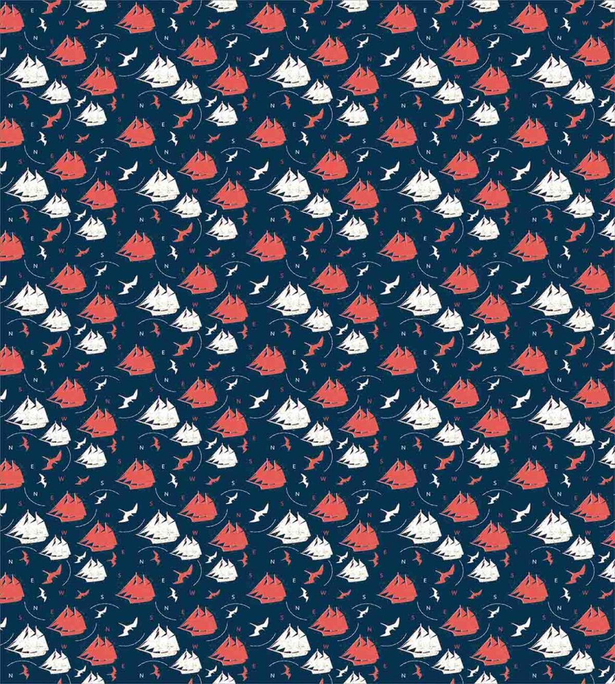 Grunge Sailboats and Birds — Pattern