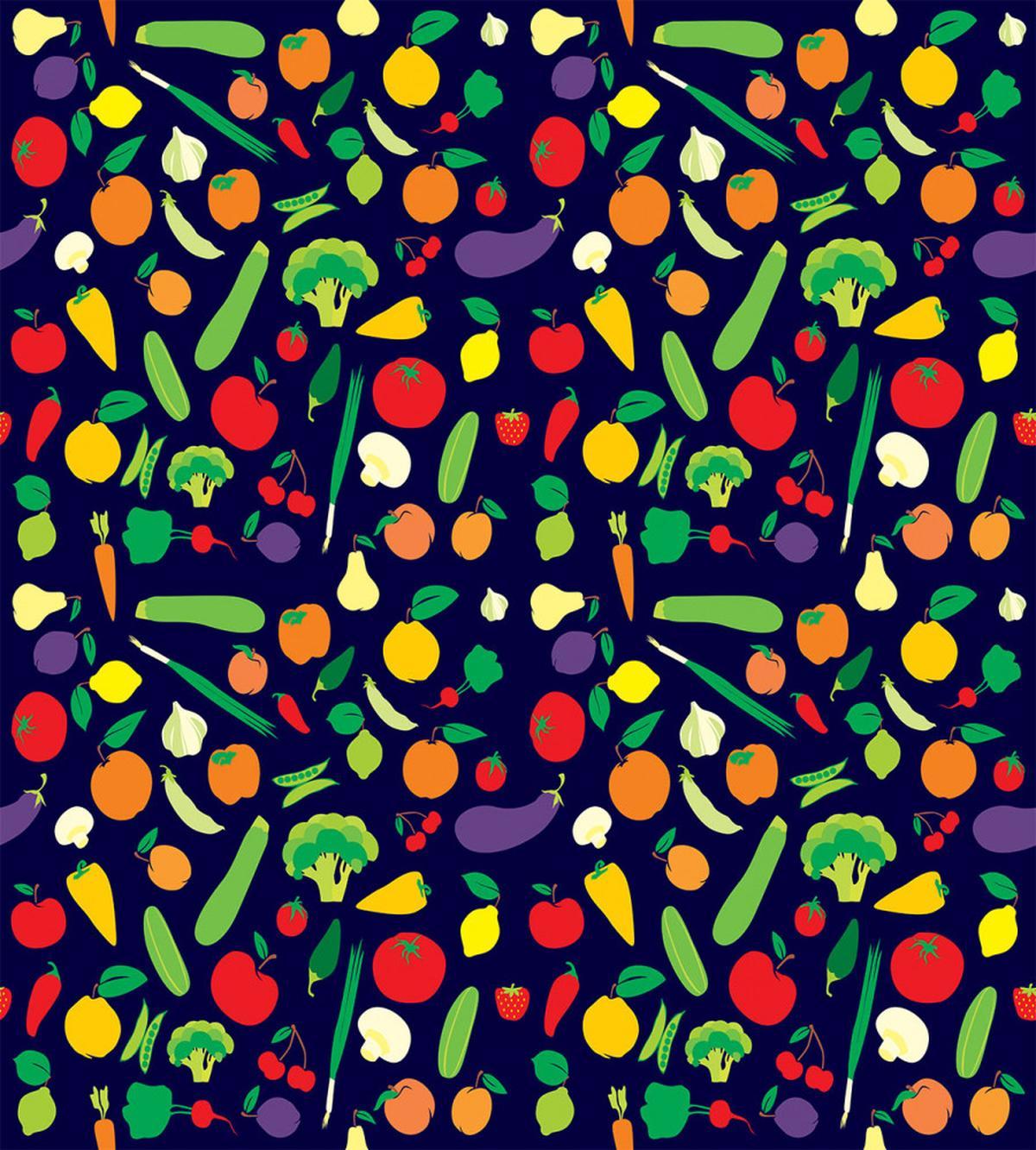 Vegetables and Fruits Cartoon — Pattern