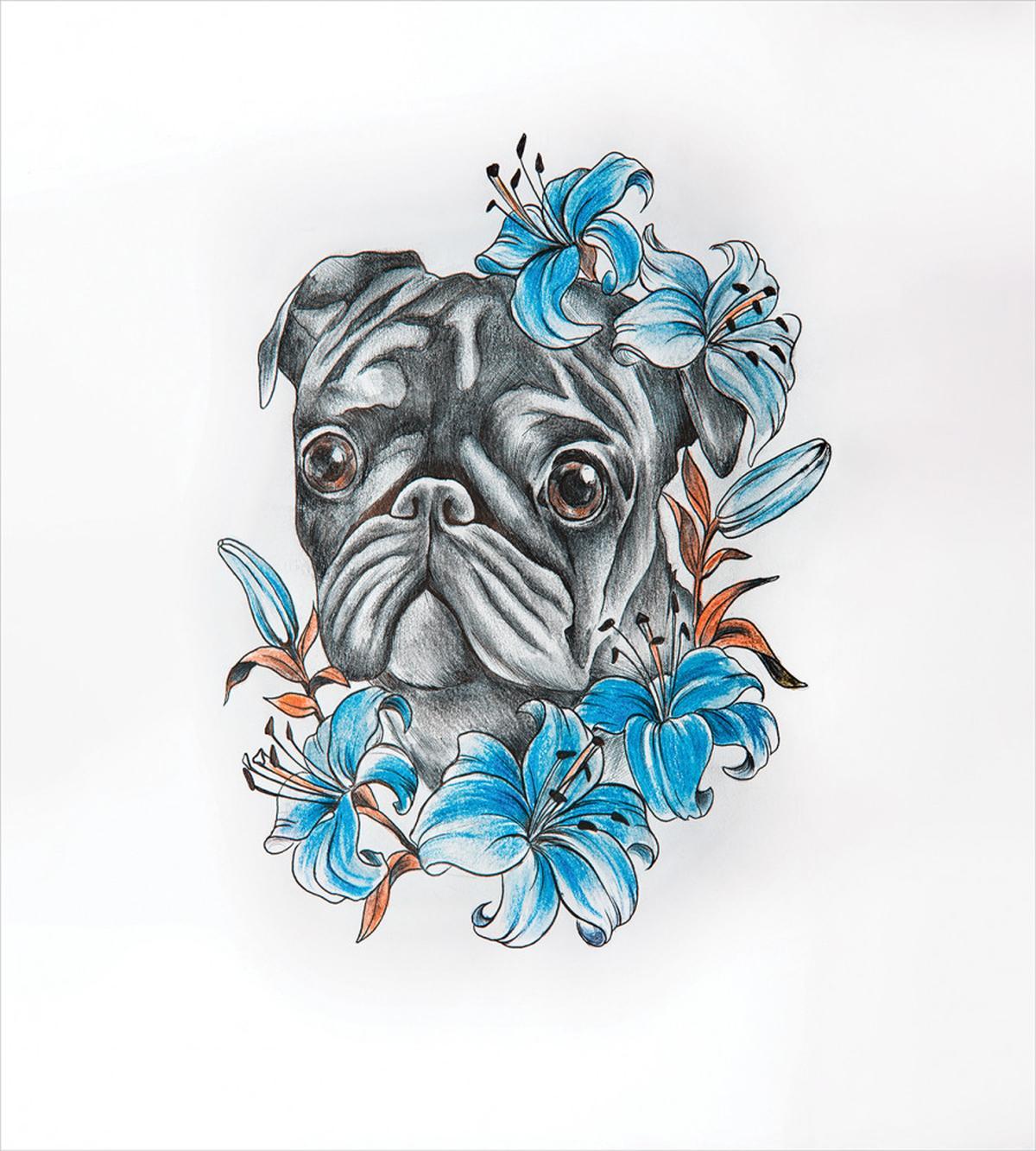 Fun Dog with Flowers — Pattern