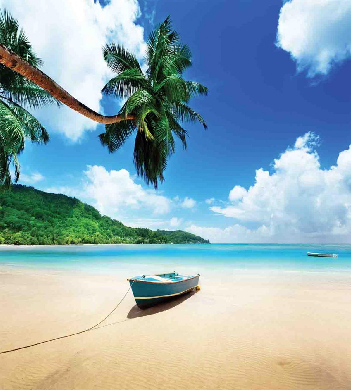 Boat on Beach Mahe Island — Pattern