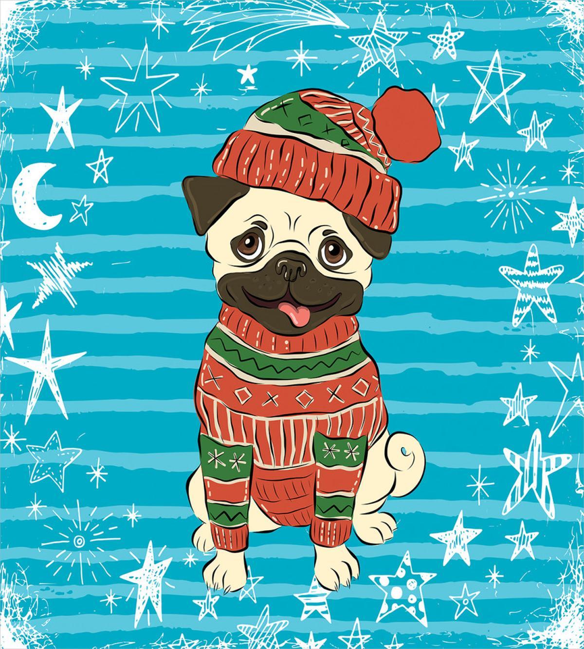 Happy Dog in Winter Clothes — Pattern
