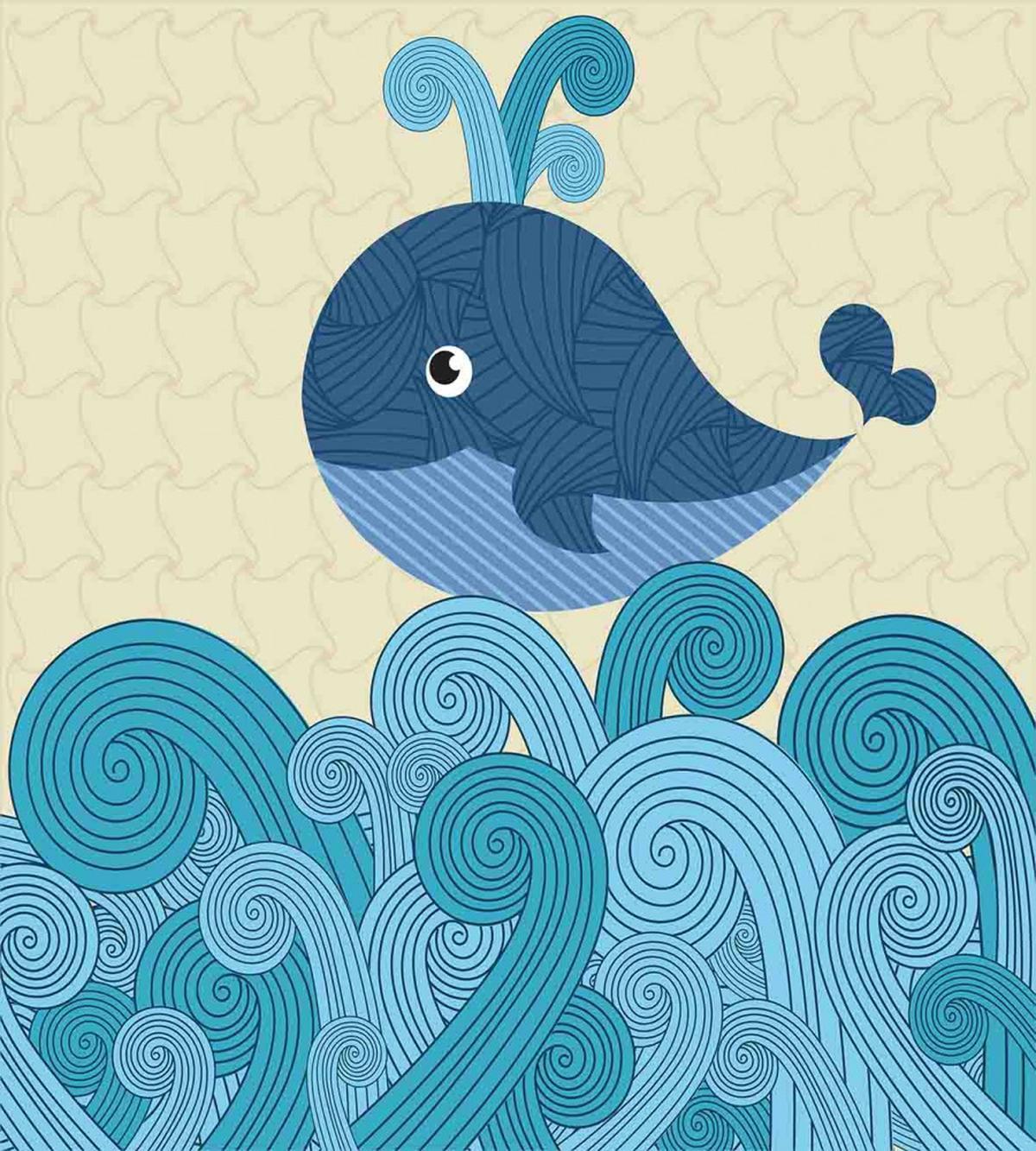 Smiley Whale and Lines — Pattern