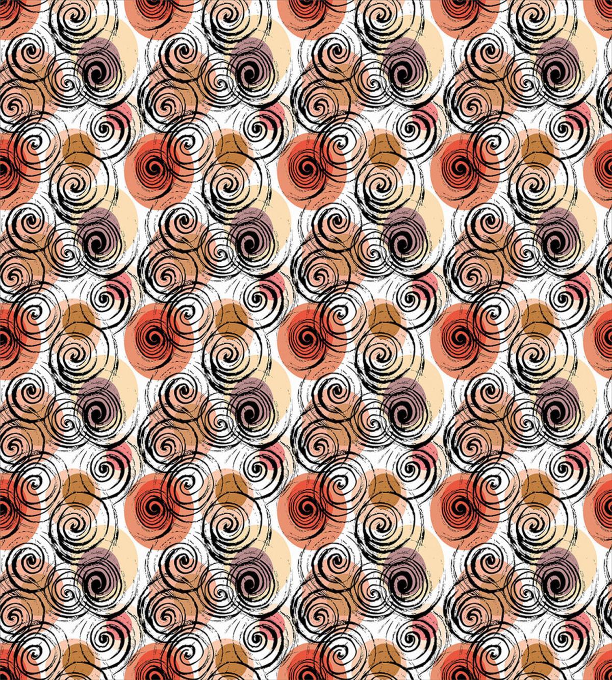 Black Swirls Circle Motifs — Pattern