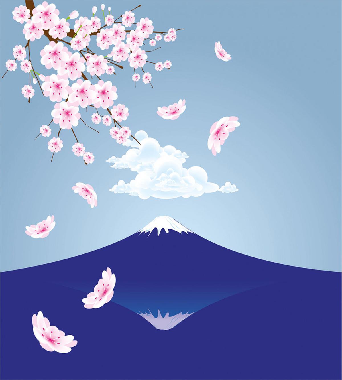 Mountain and Cherry Blossoms — Pattern