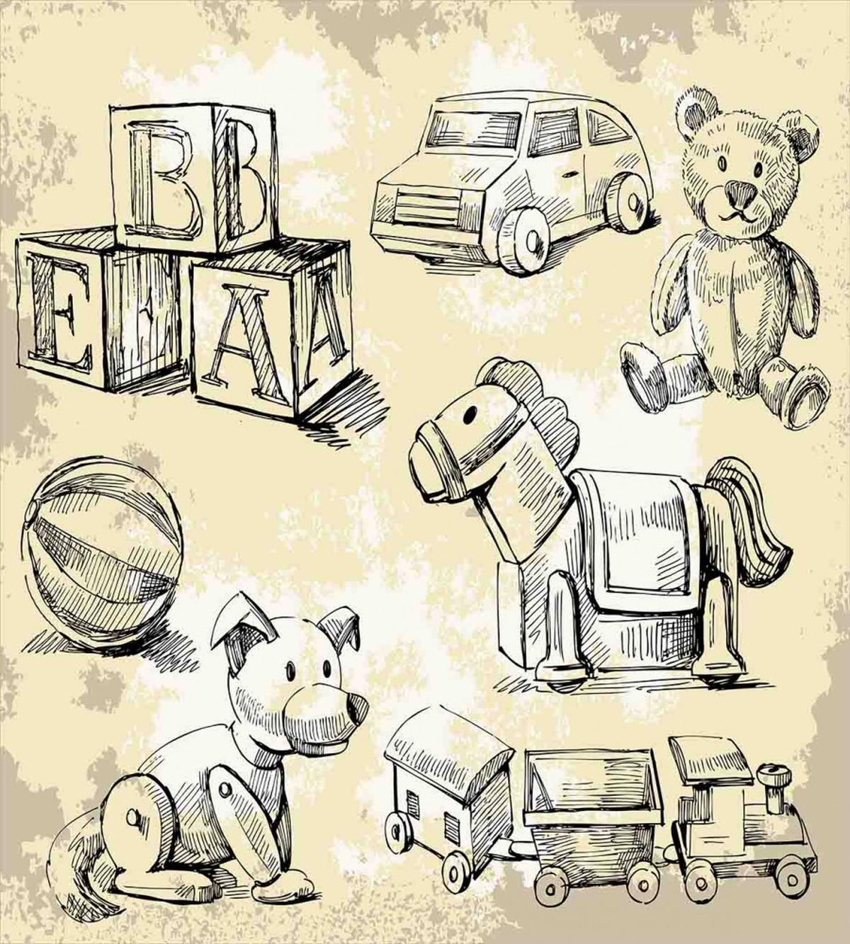Hand Drawn Teddy Bear — Pattern