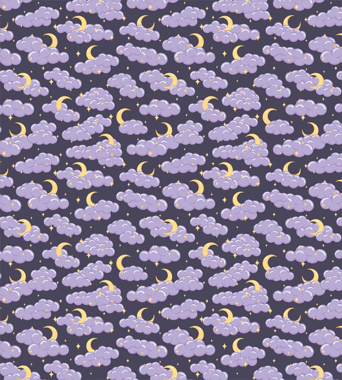 Fluffy Clouds Moon and Stars — Pattern
