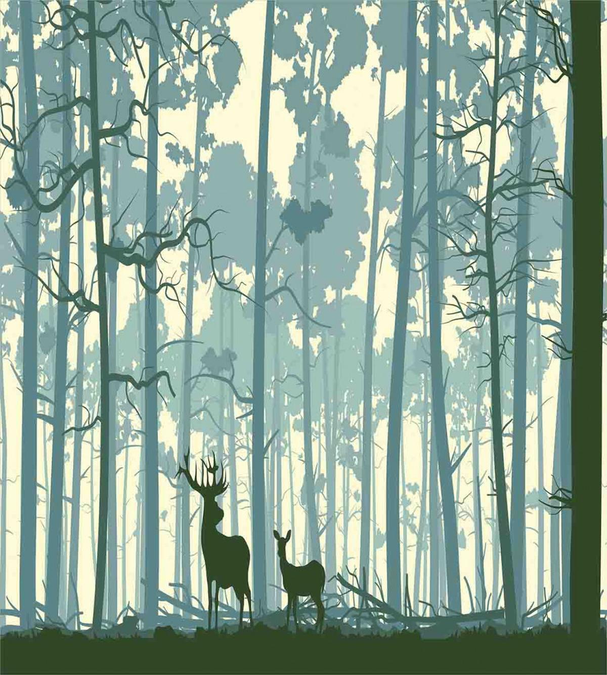 Animals in Foggy Forest — Pattern