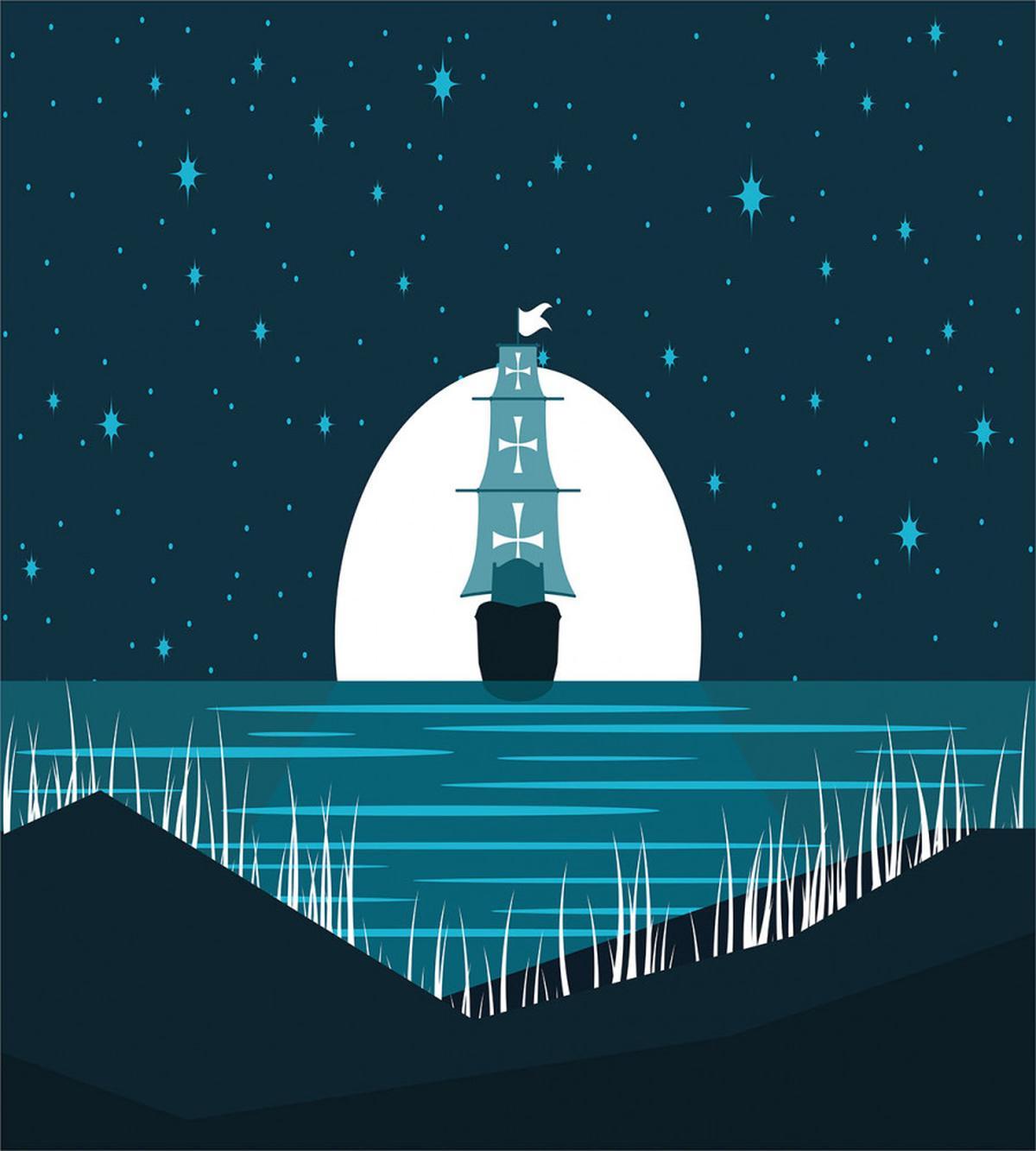 Moonlight on Water Ship — Pattern