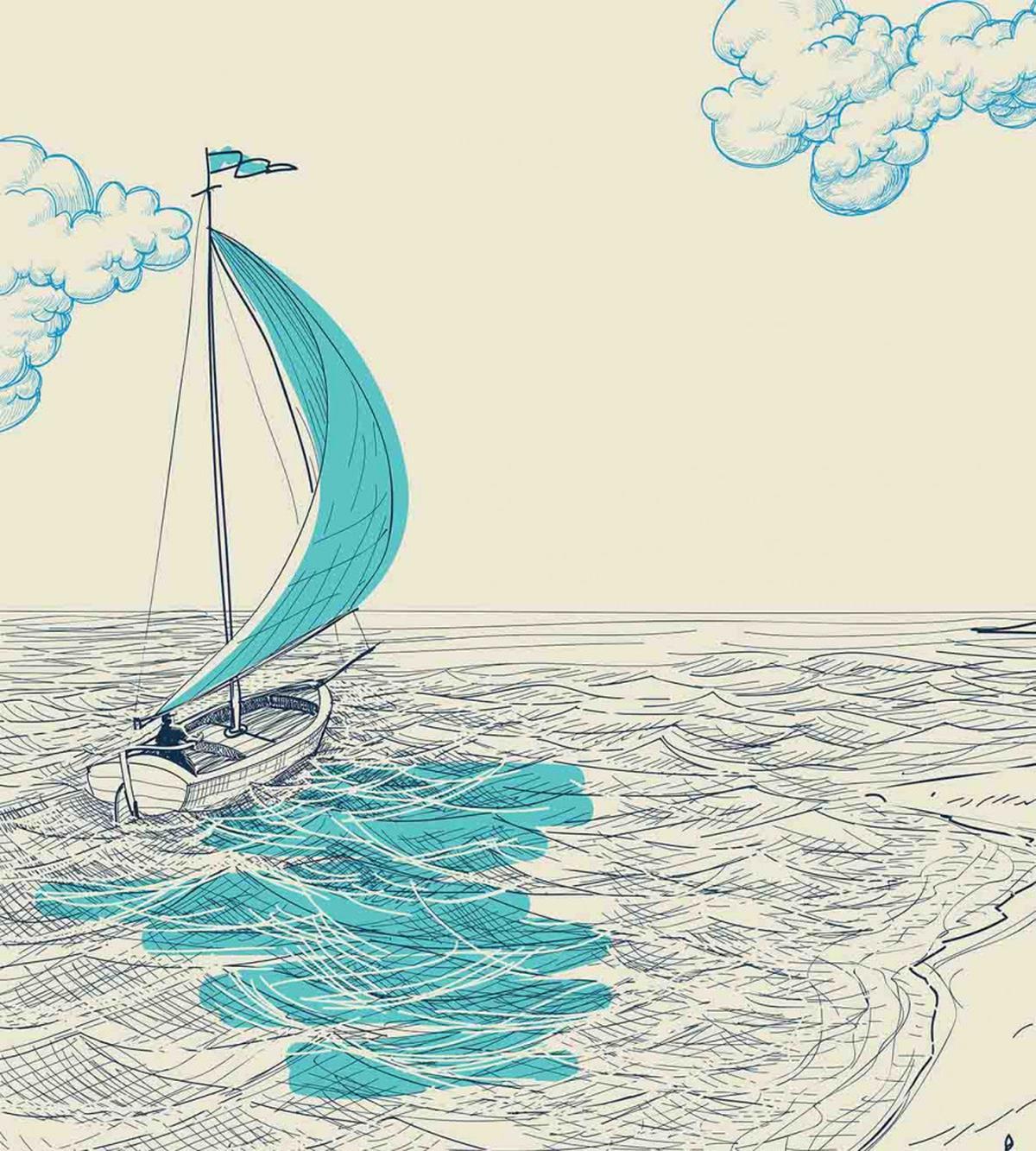 Cloudy Sailing Boat — Pattern
