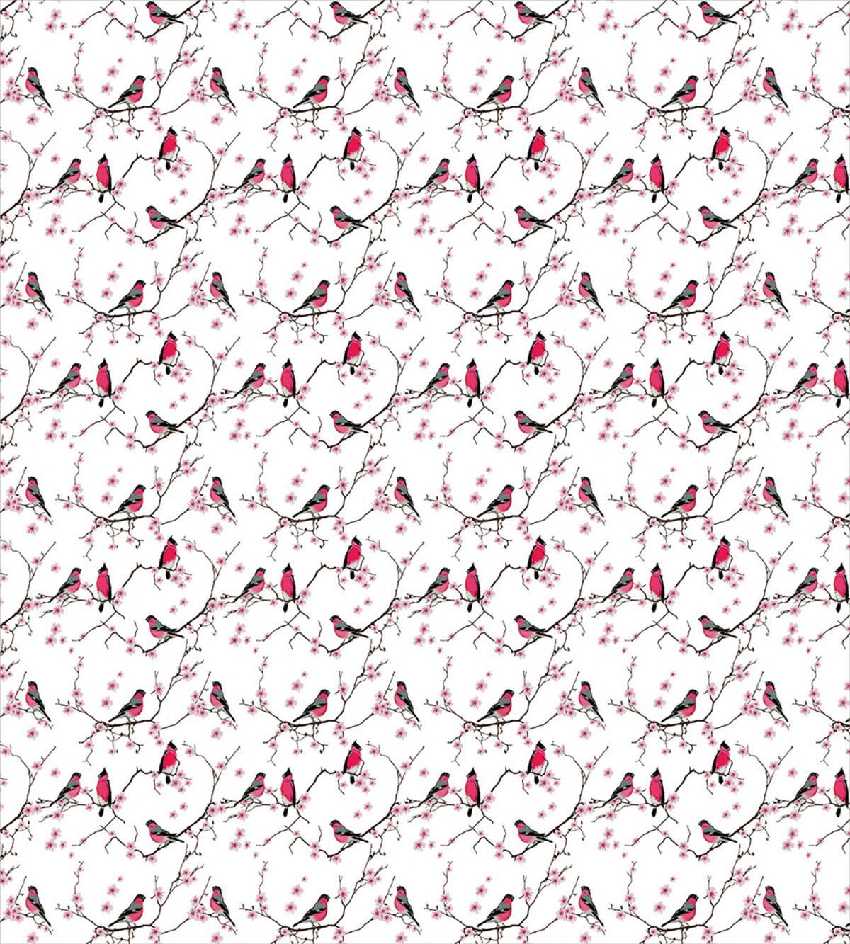 Bullfinch Birds Sakura — Pattern