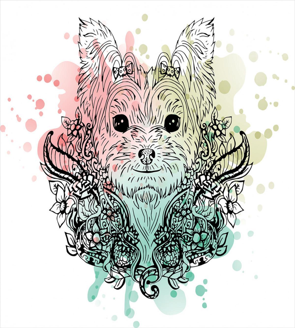Dog Sketch Flowers — Pattern