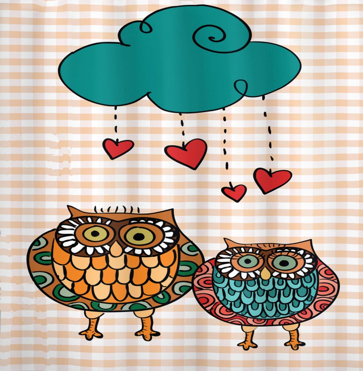 Bird Couple in Love Rain Cloud — Pattern