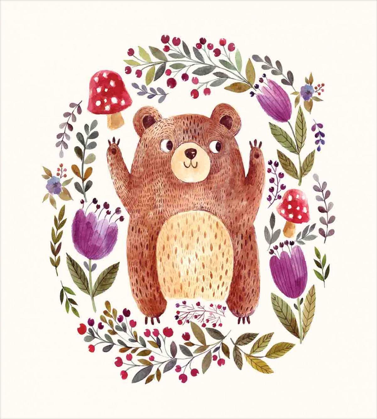 Baby Mammal Floral Wreath — Pattern