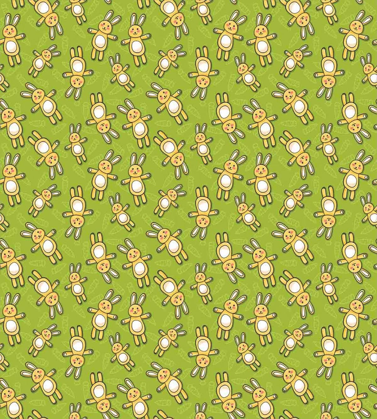 Rabbits Carrots on Green — Pattern