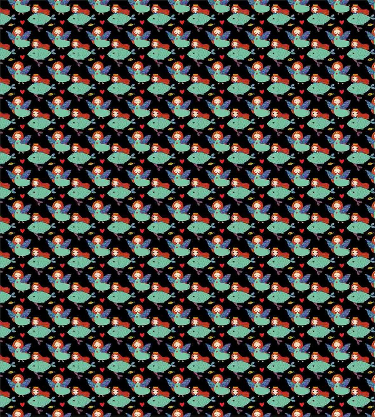 Abstract Girl with Fish — Pattern