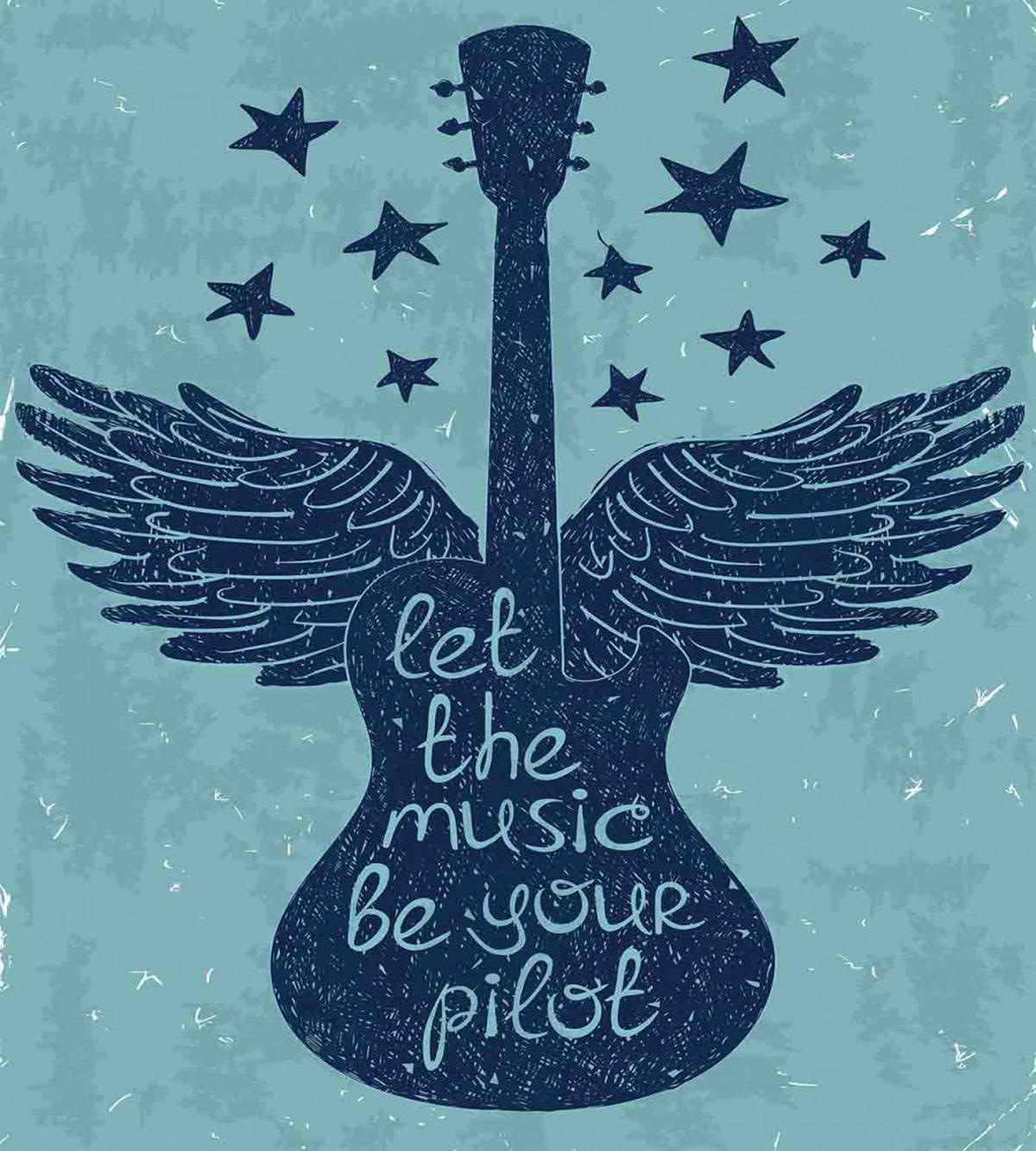 Guitar Wings Stars Words — Pattern