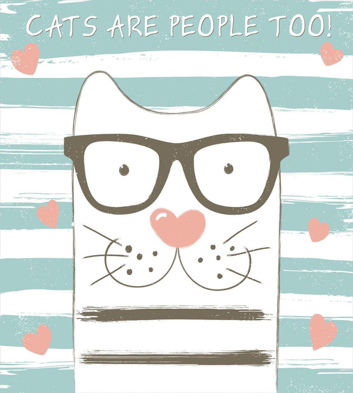 Hipster Cartoon Cat Art — Pattern