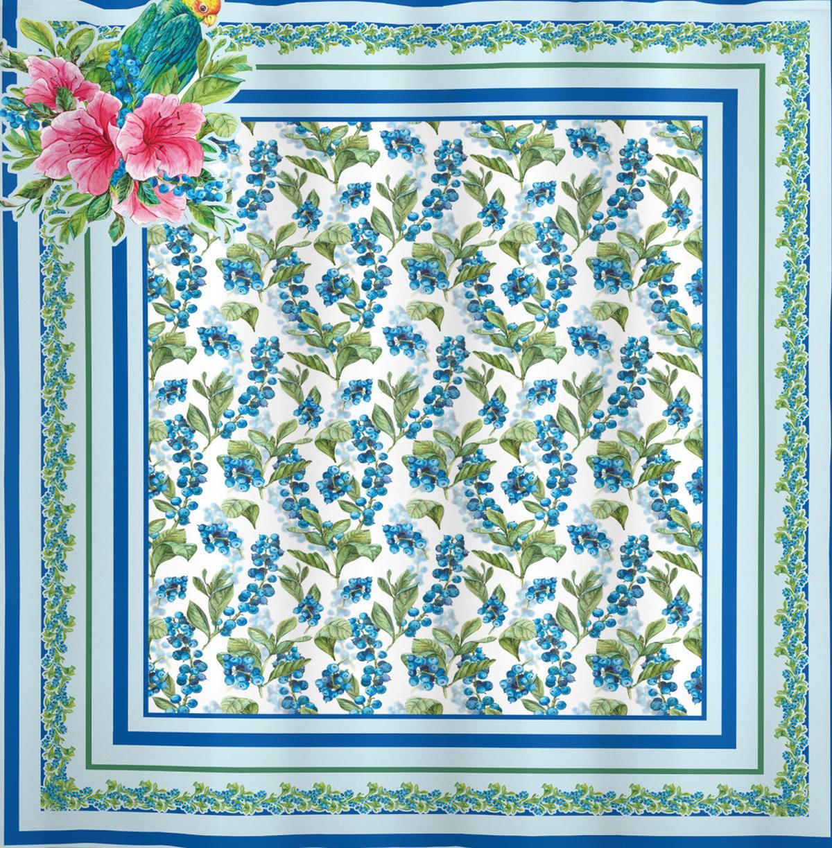 Blueberries and Exotic Bird Square — Pattern
