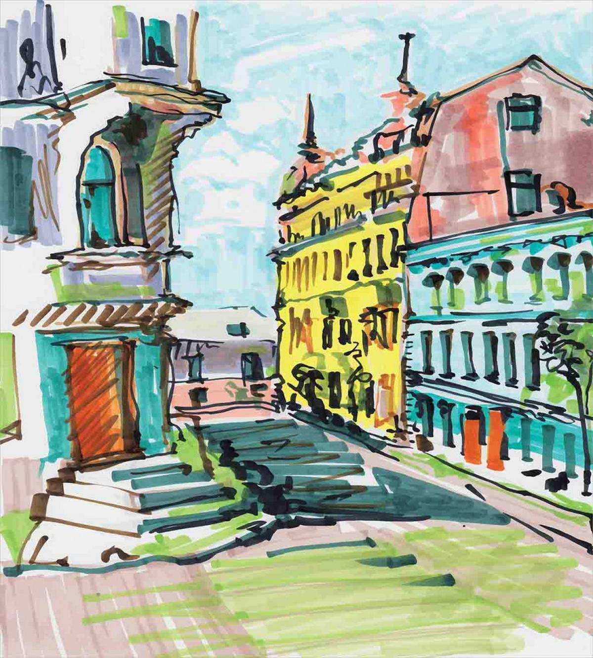 Watercolor Sketch City — Pattern