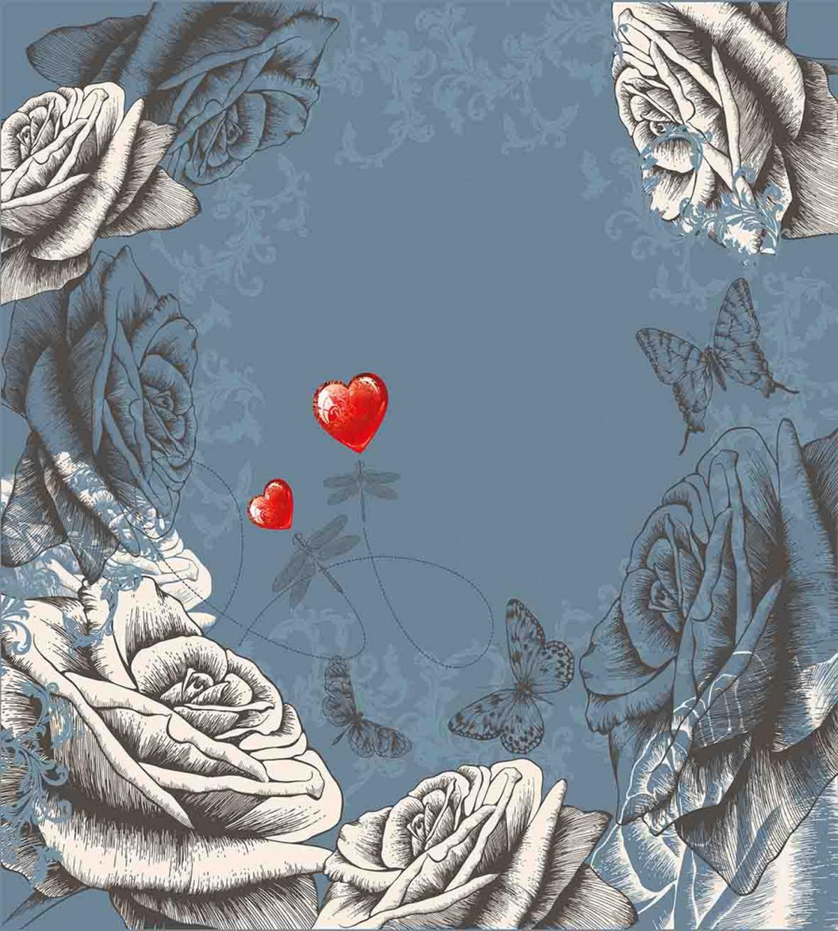 Grunge Rose Petal Heart — Pattern